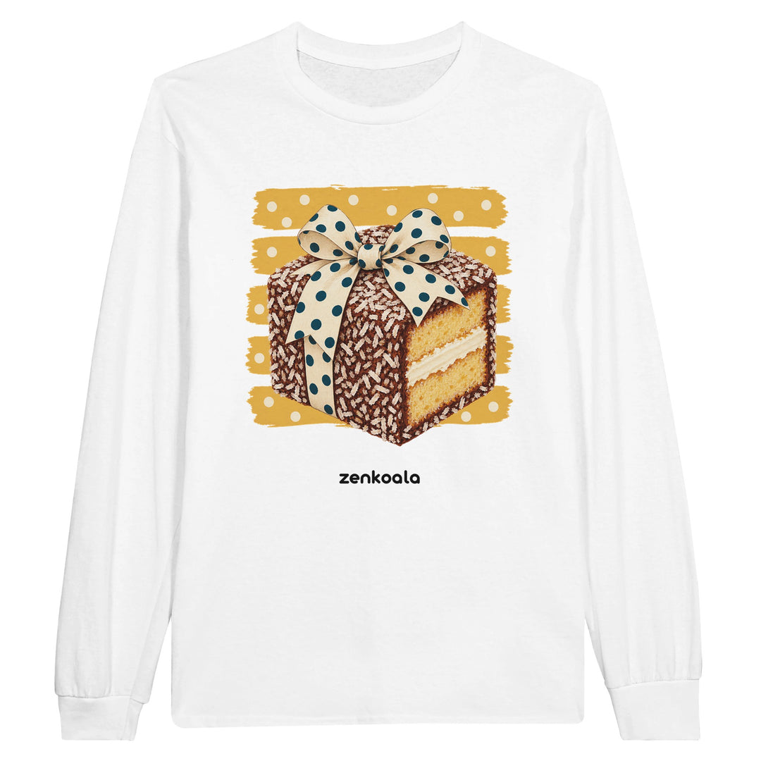 Lamington feel-good long sleeve tee in white, Zen Koala Australia