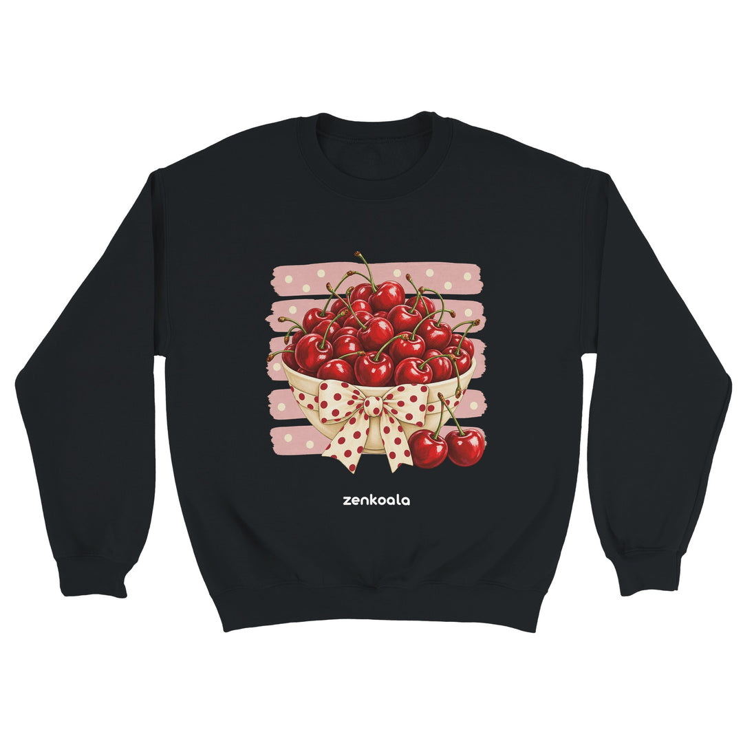 Cherries feel-good sweatshirt in black, Zen Koala Australia