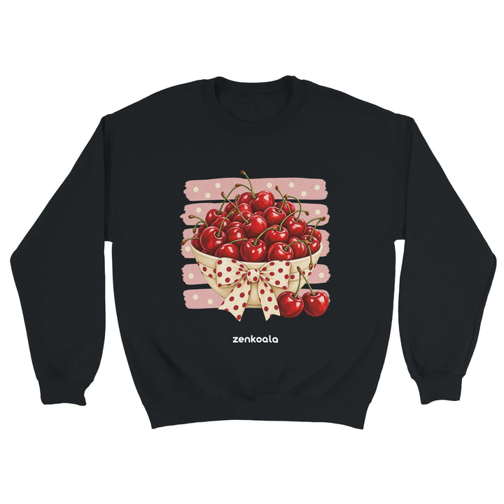 Cherries feel-good sweatshirt in black, Zen Koala Australia