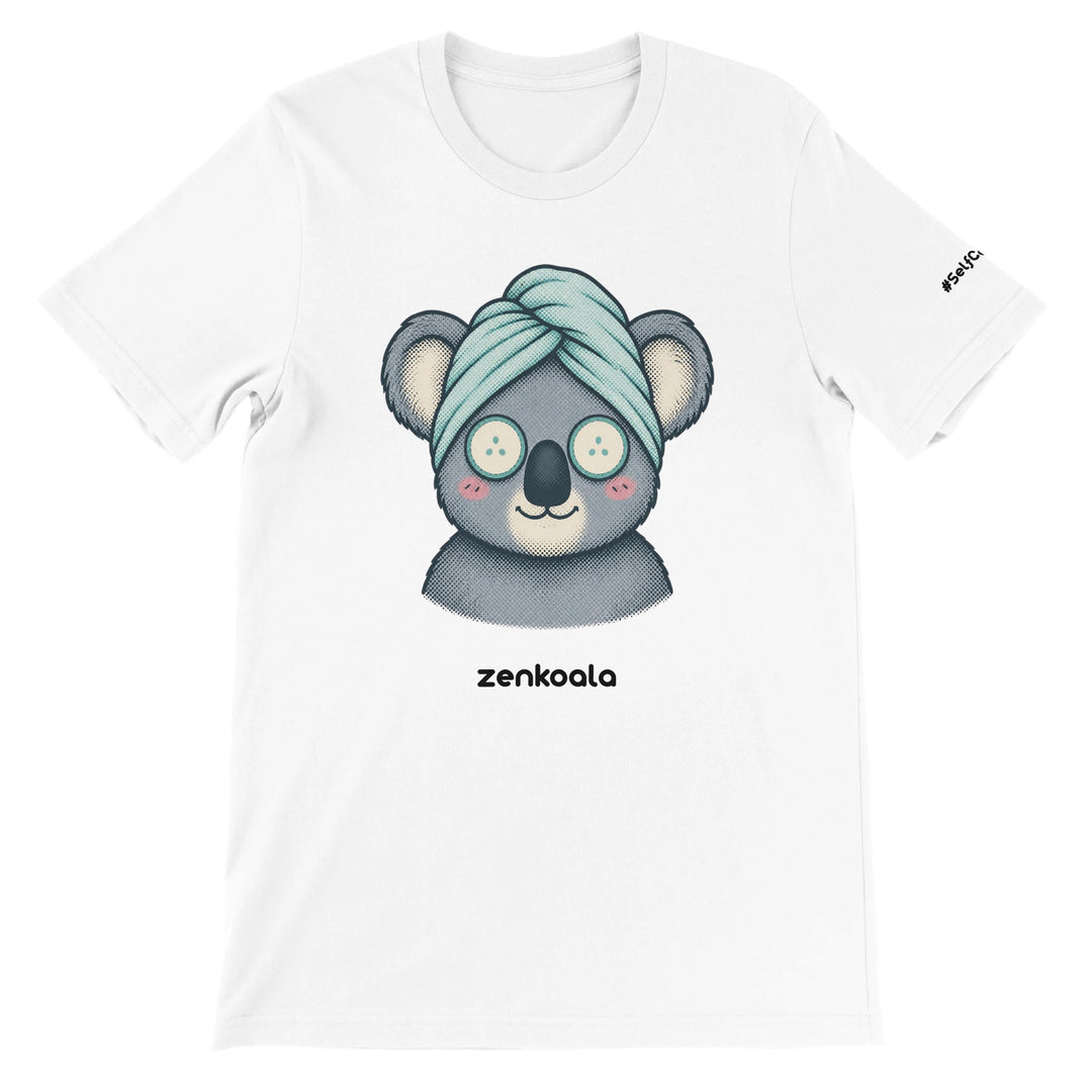 Koala Spa Day feel-good tee in white — Zen Koala Australia