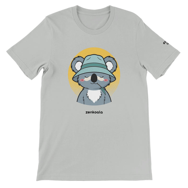 Koala Zinc and Bucket Hat feel-good tee in silver, Zen Koala Australia