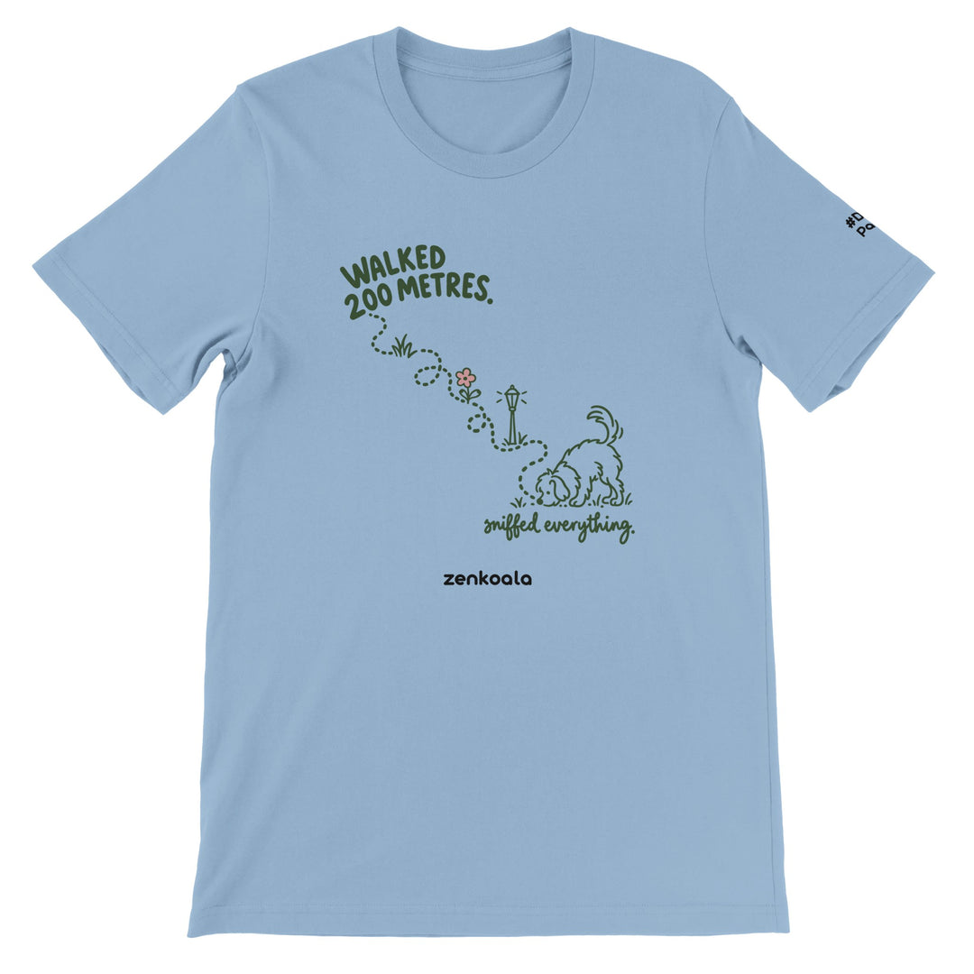 Sniffed Everything feel-good tee in light blue, Zen Koala Australia