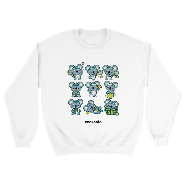 Tennis Koalas feel-good sweatshirt in white, Zen Koala Australia