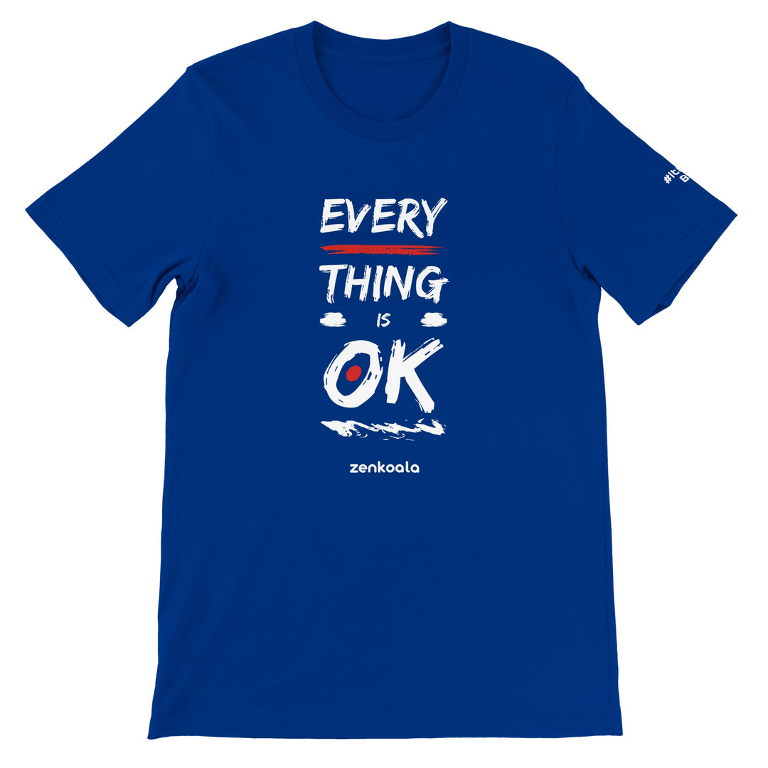 Everything is OK feel-good tee in true royal, Zen Koala Australia