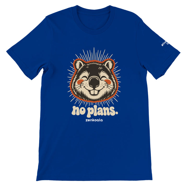 No Plans feel-good tee in true royal, Zen Koala Australia