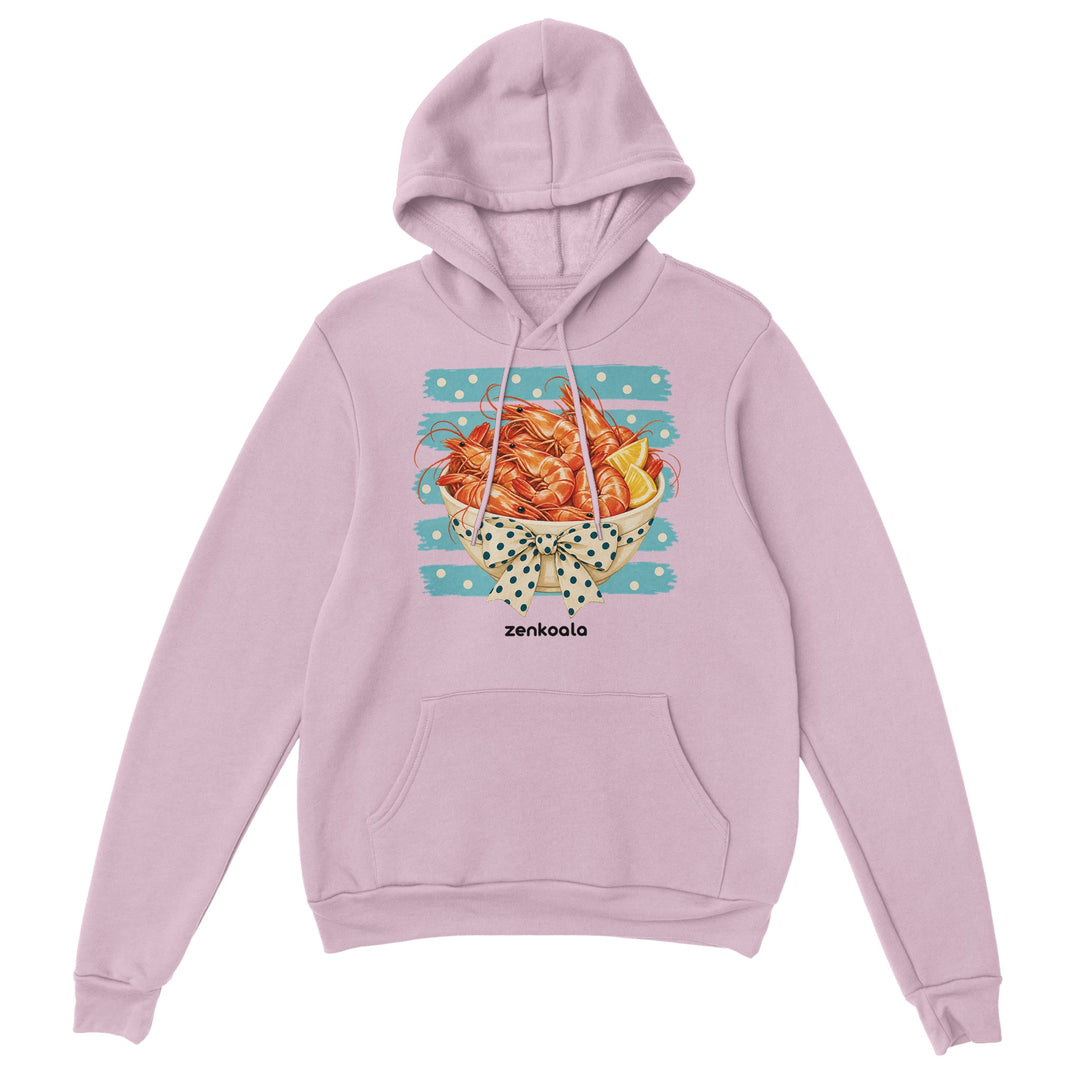Prawns feel-good hoodie in light pink, Zen Koala Australia
