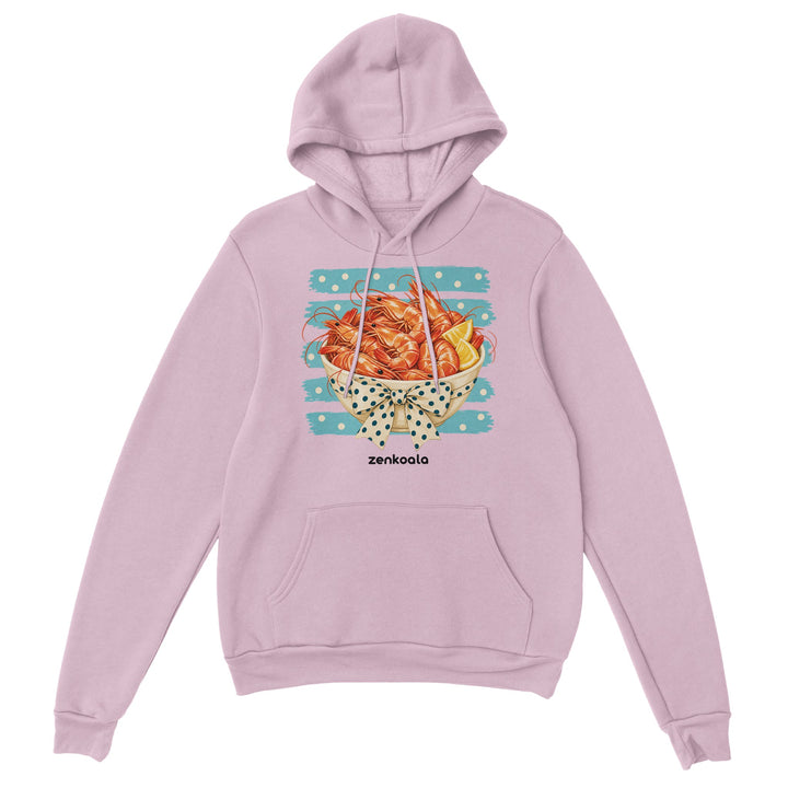Prawns feel-good hoodie in light pink, Zen Koala Australia