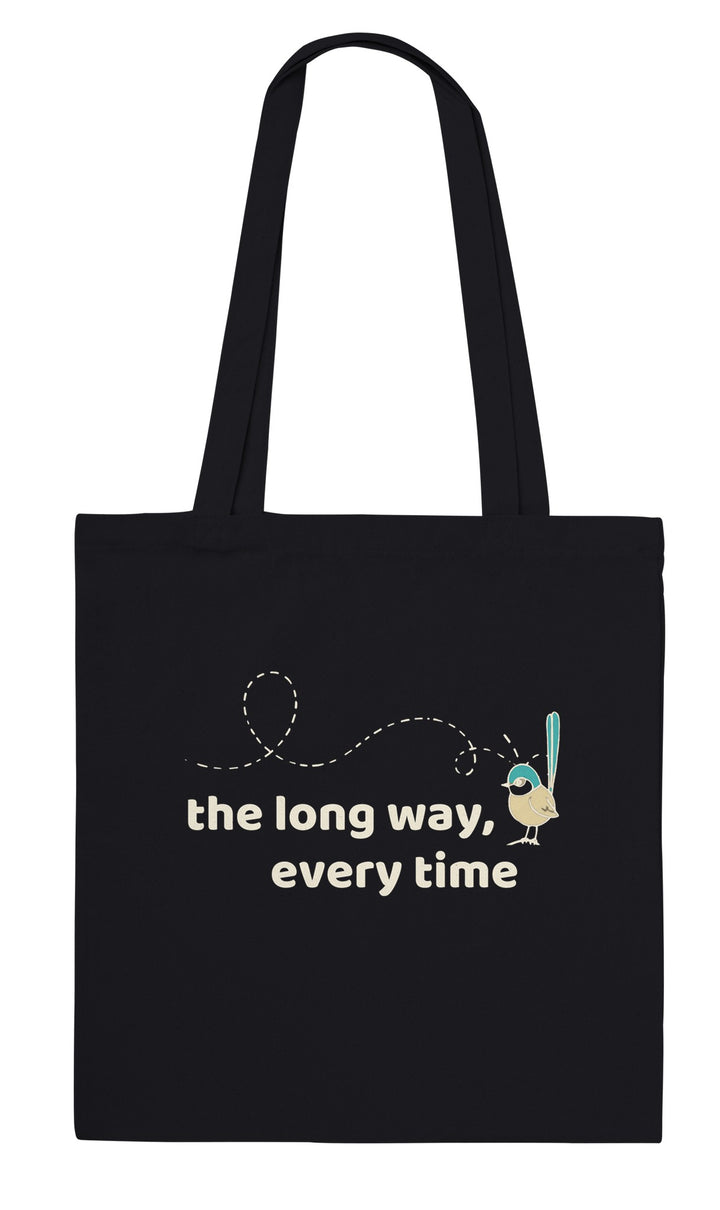 The Long Way Every Time feel-good tote bag in black, Zen Koala Australia
