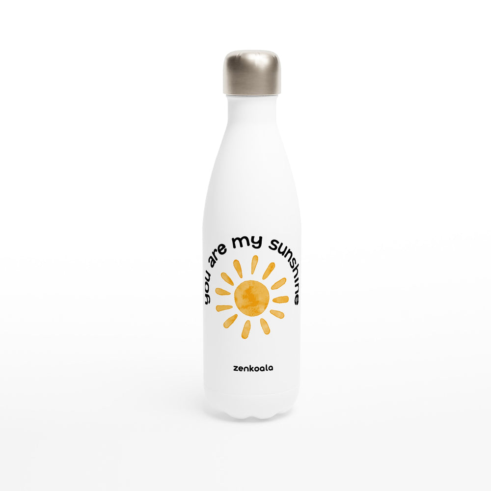 You Are My Sunshine feel-good water bottle: a watercolour sun with curled lettering, Zen Koala Australia