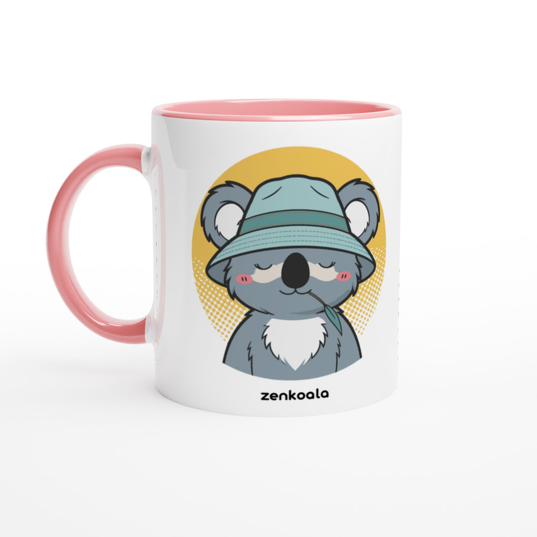 Koala Zinc and Bucket Hat feel-good mug: a koala in a bucket hat and zinc, Zen Koala Australia