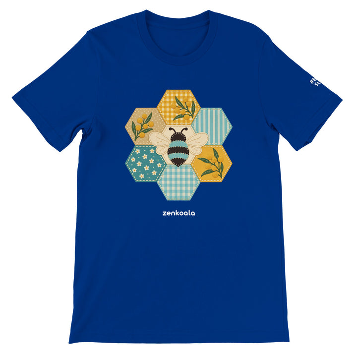 Honeycomb Bee feel-good tee in true royal, Zen Koala Australia