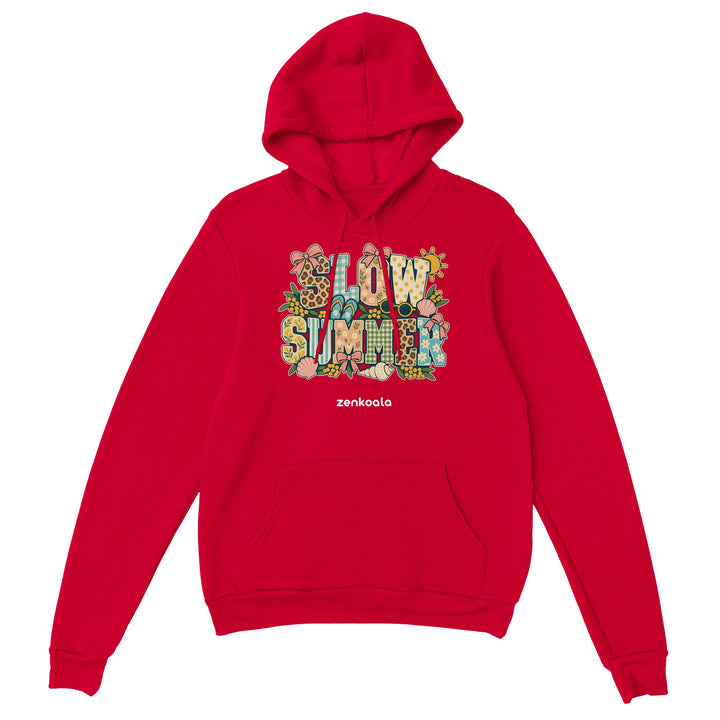 Slow Summer feel-good hoodie in red, Zen Koala Australia