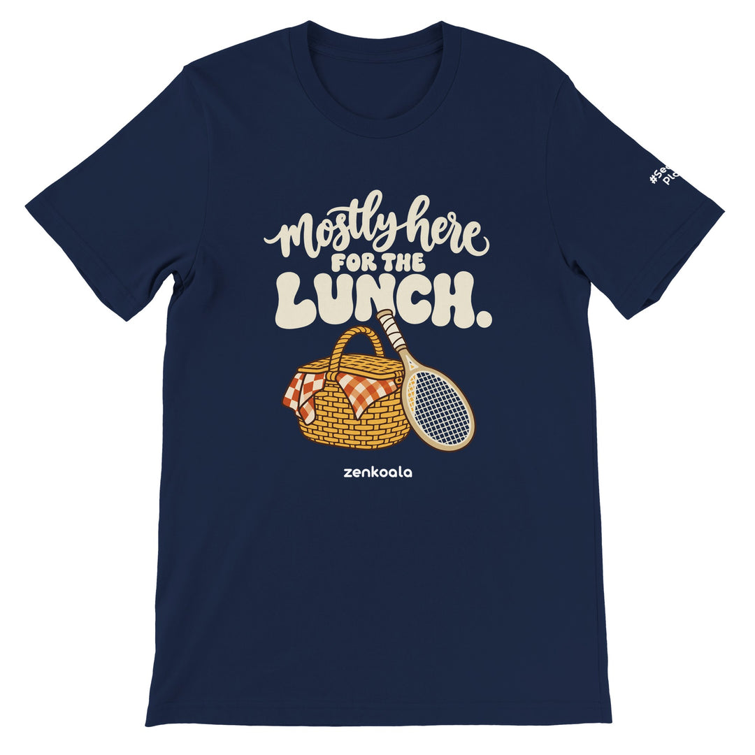 Mostly Here for the Lunch feel-good tee in navy, Zen Koala Australia