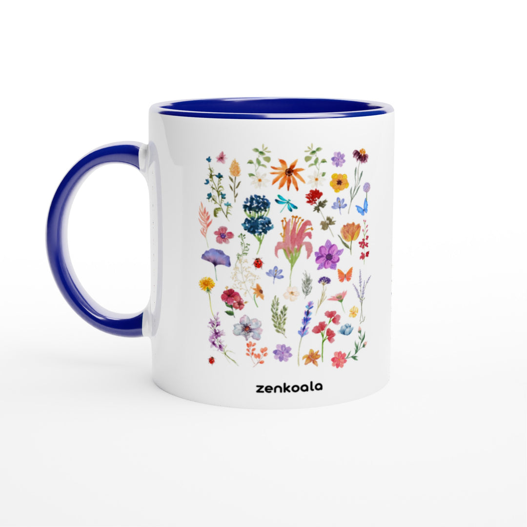 Stay Wild mug in blue: white with a blue rim, inside and handle, Zen Koala Australia