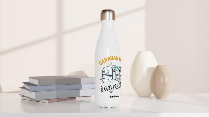 Caravan Park Royalty water bottle beside books and vases, Zen Koala Australia