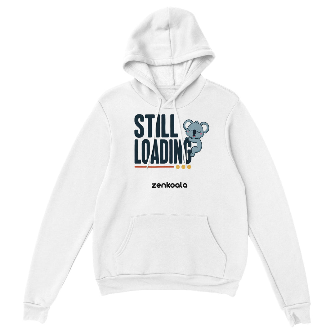 Still Loading Koala feel-good hoodie in White — Zen Koala Australia