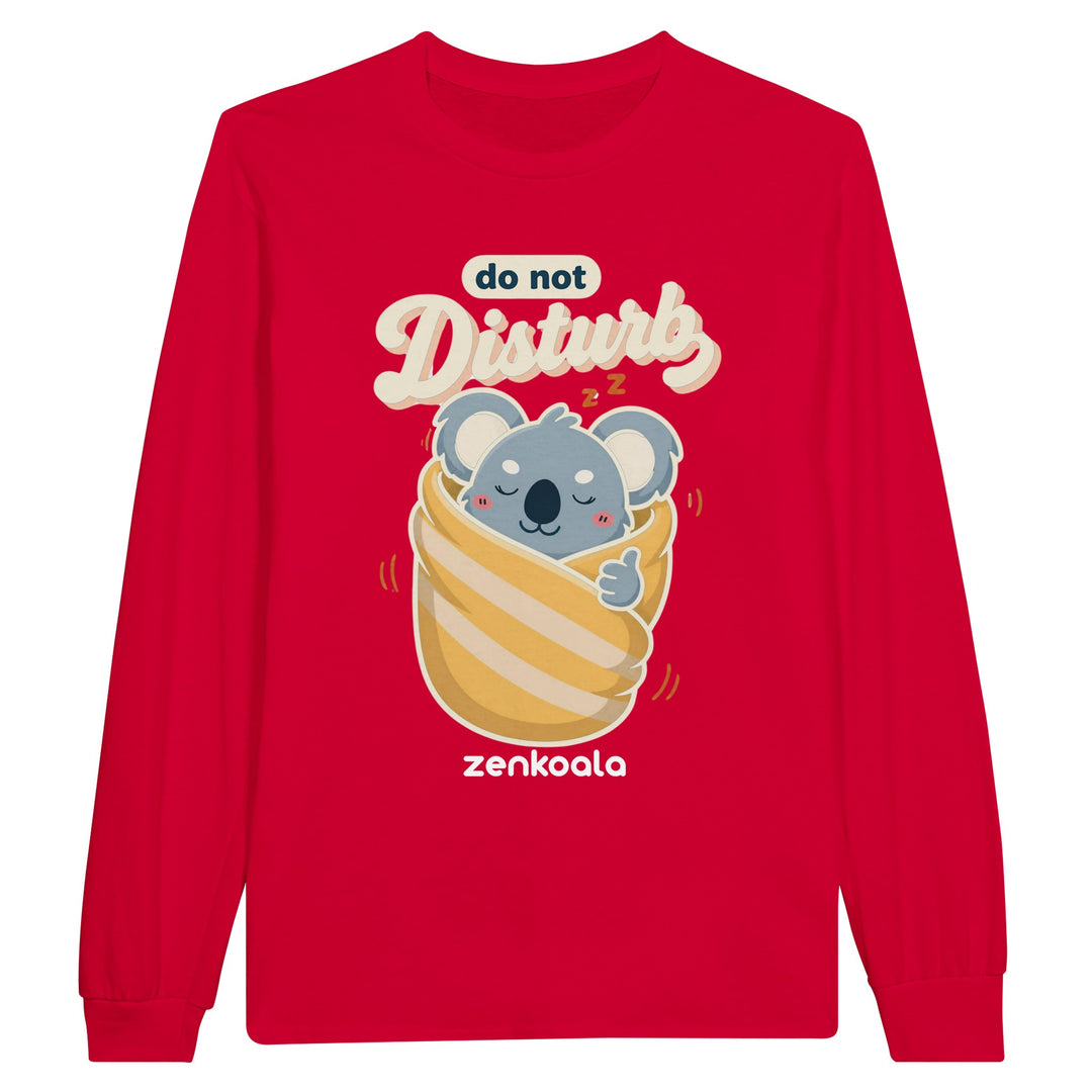 Do Not Disturb Koala long sleeve tee in red — Zen Koala Australia