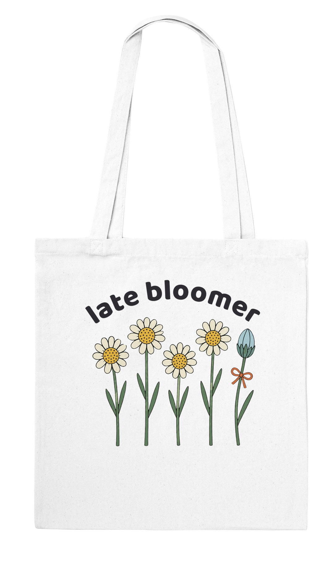 Late Bloomer feel-good tote bag in white, Zen Koala Australia