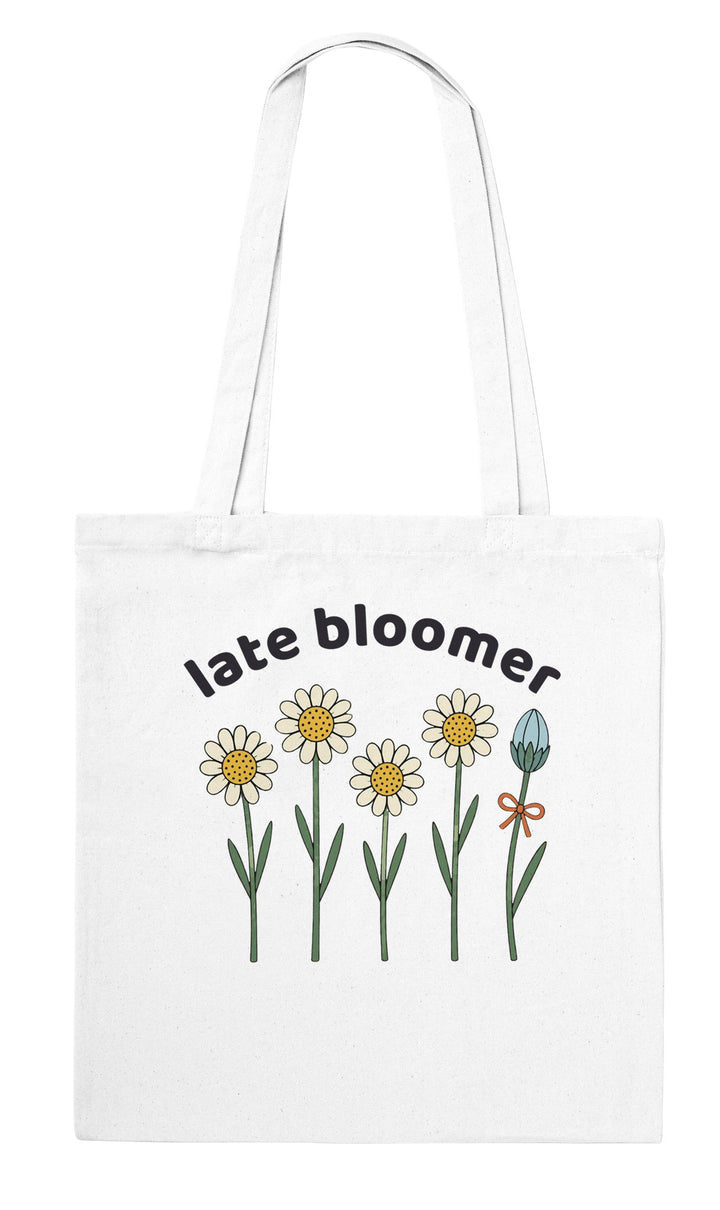 Late Bloomer feel-good tote bag in white, Zen Koala Australia