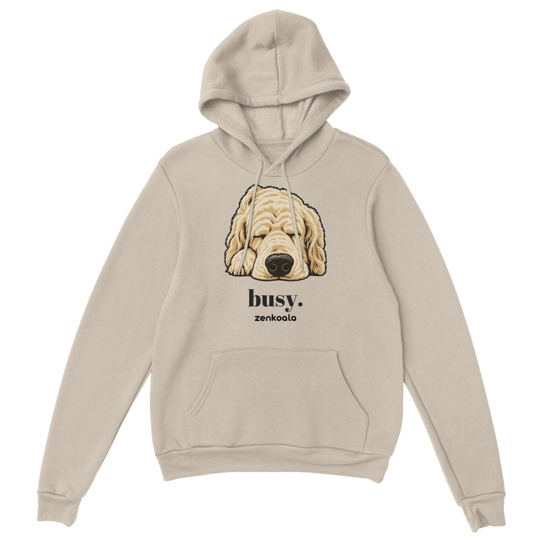 Busy feel-good hoodie in sand, Zen Koala Australia