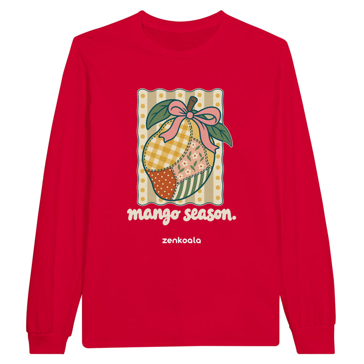 Mango Season feel-good long sleeve tee in red, Zen Koala Australia