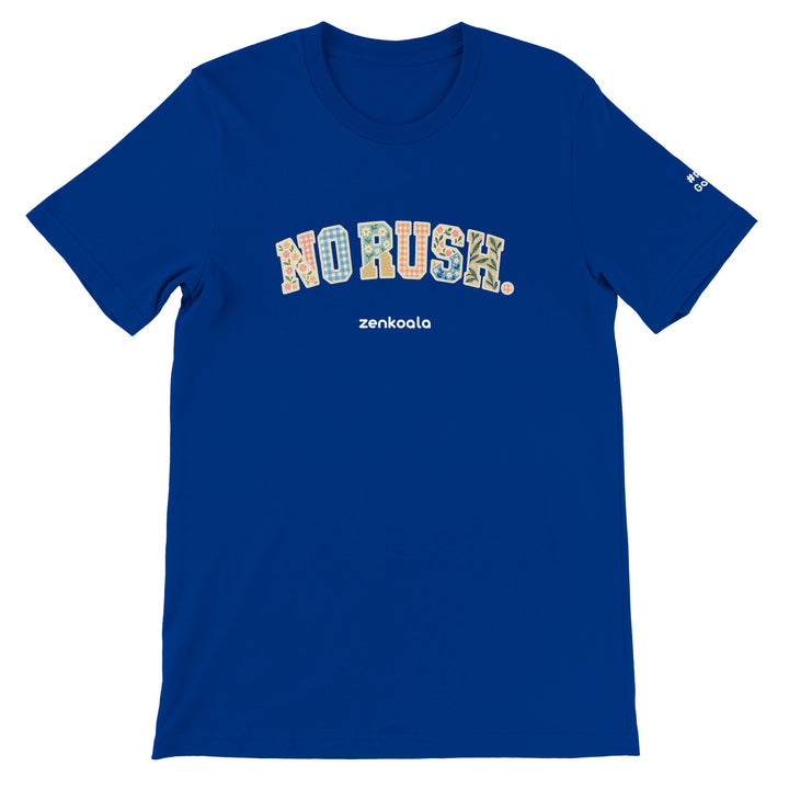 No Rush Faux Patchwork feel-good tee in true royal, Zen Koala Australia