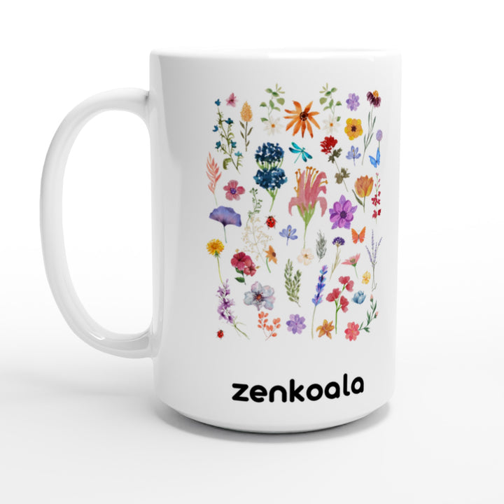 Stay Wild feel-good 15oz mug: wildflowers scattered every which way, Zen Koala Australia