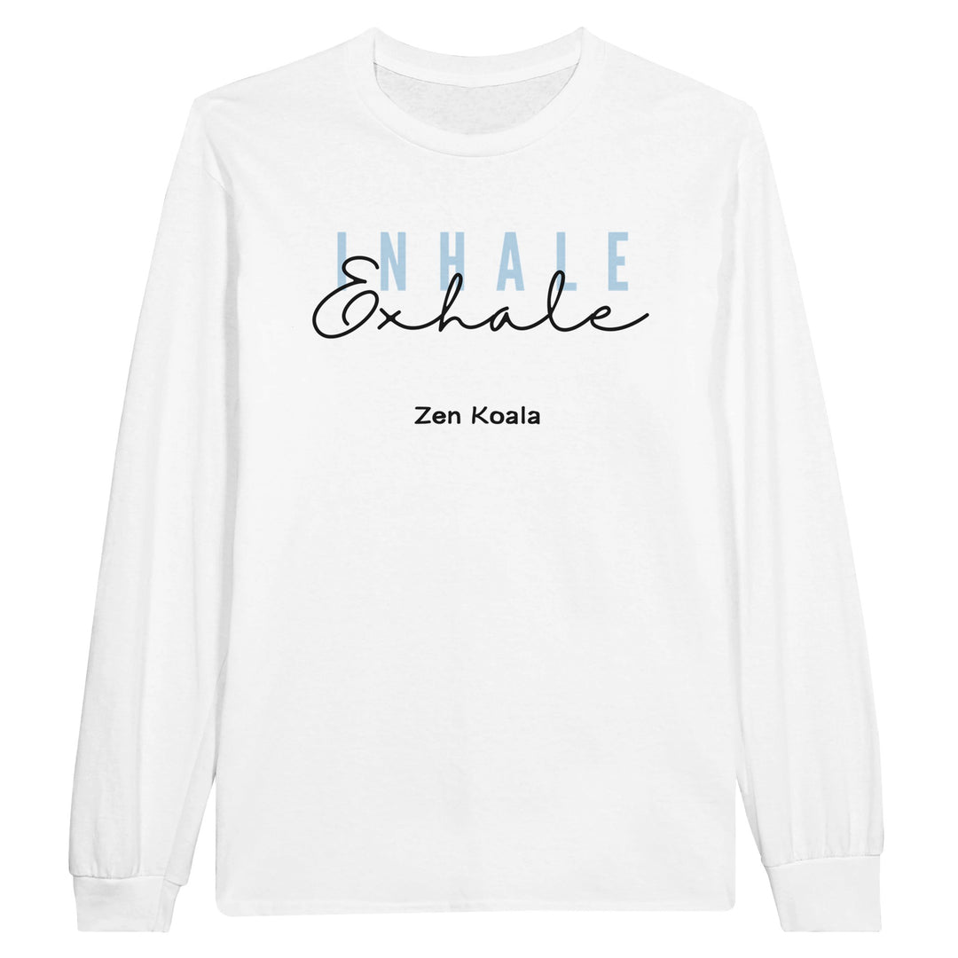 Exhale feel-good long sleeve tee — drop your shoulders and let it out, Zen Koala Australia
