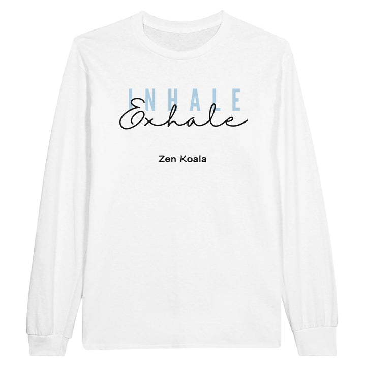 Exhale feel-good long sleeve tee — drop your shoulders and let it out, Zen Koala Australia
