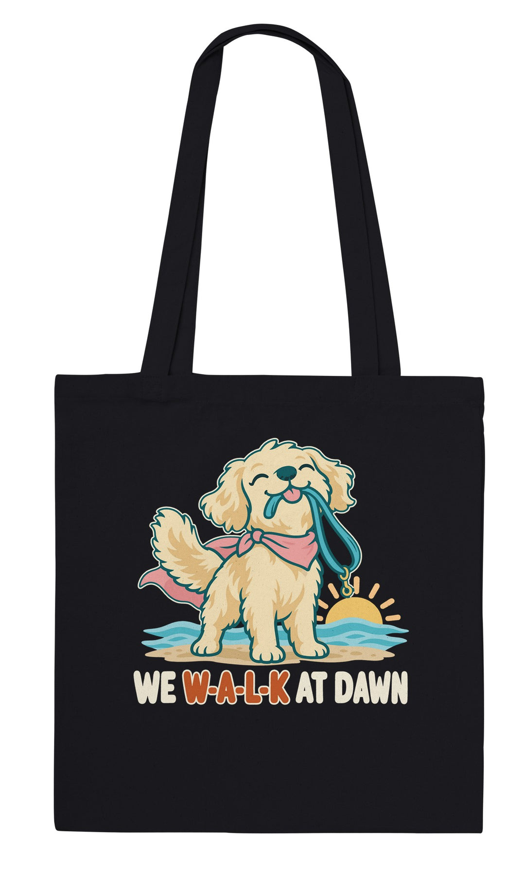 We Walk at Dawn feel-good tote bag in black, Zen Koala Australia
