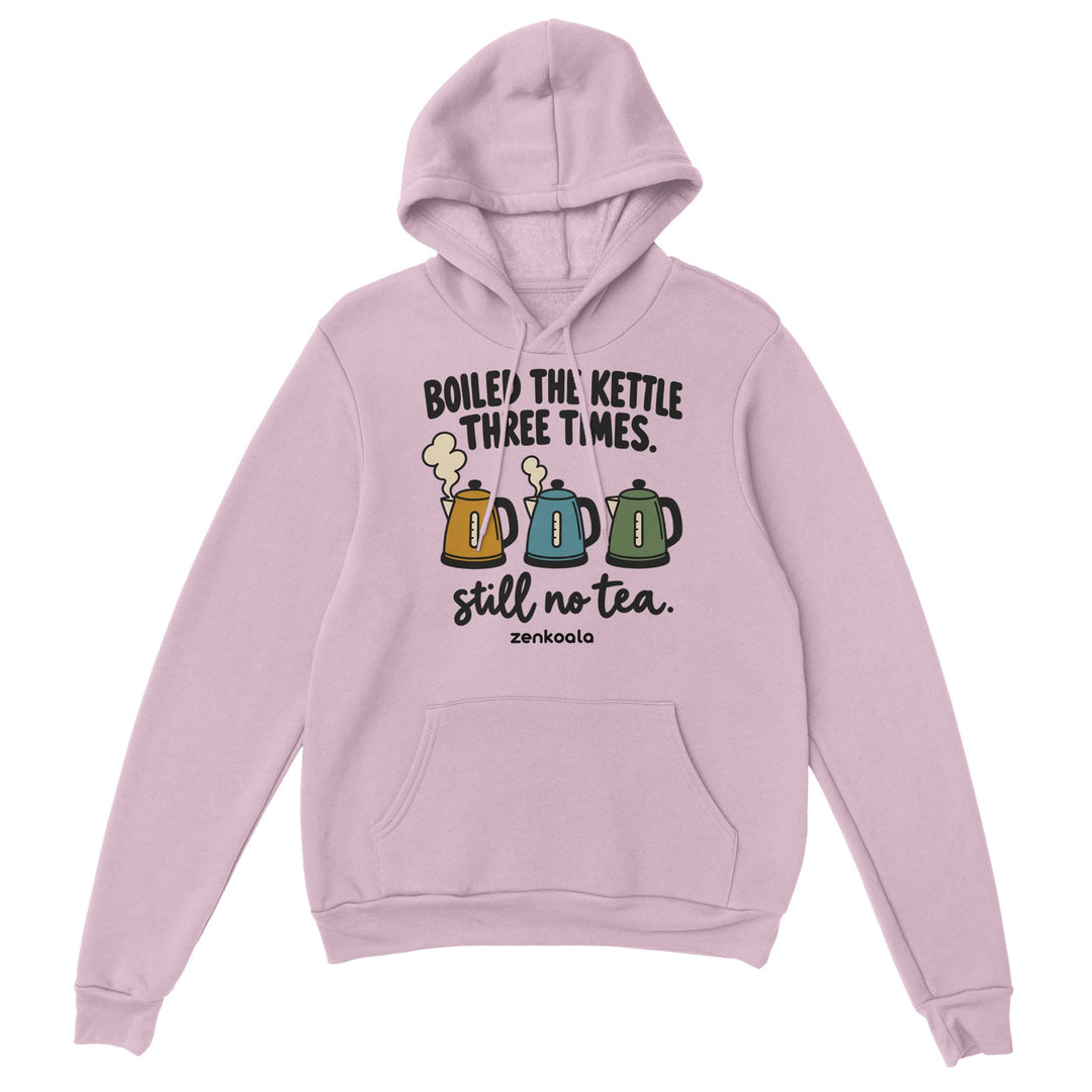 Boiled the Kettle Three Times feel-good hoodie in light pink, Zen Koala Australia