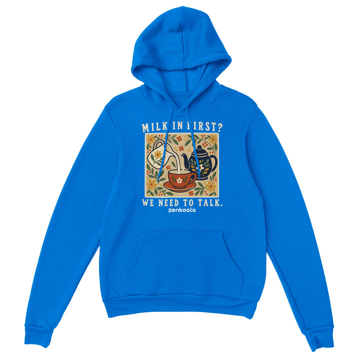Milk in First feel-good hoodie in royal, Zen Koala Australia