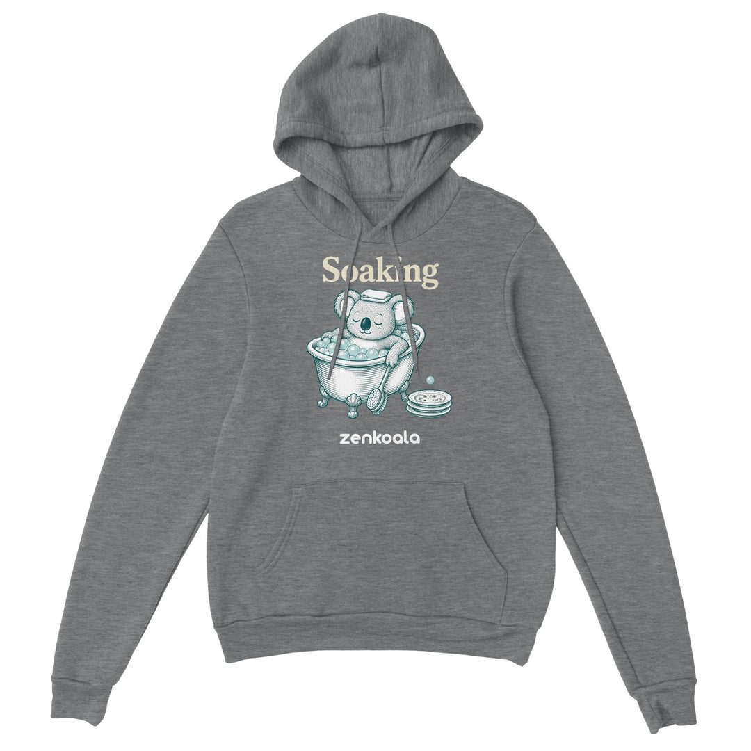 Soaking Koala Bath feel-good hoodie in Sport Grey — Zen Koala Australia