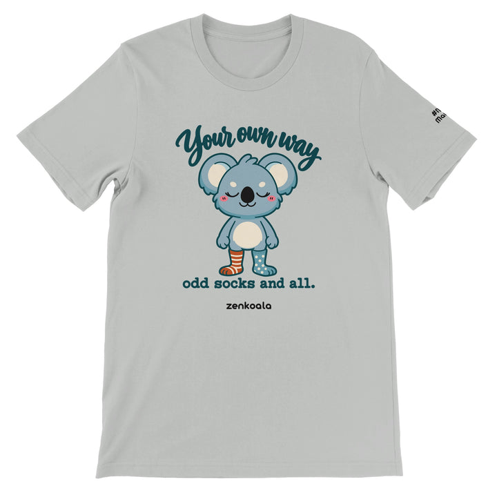 Your Own Way feel-good tee in silver, Zen Koala Australia