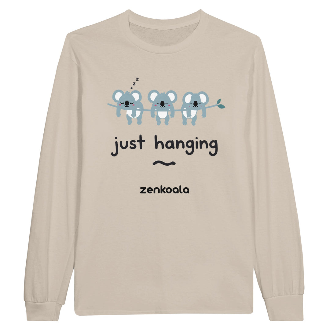 Just Hanging long sleeve tee in sand — Zen Koala Australia