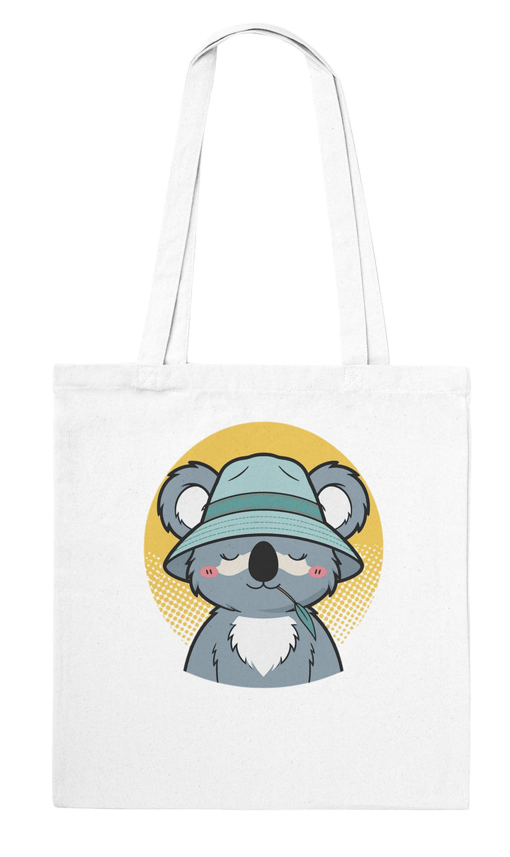 Koala Zinc and Bucket Hat feel-good tote bag in white, Zen Koala Australia