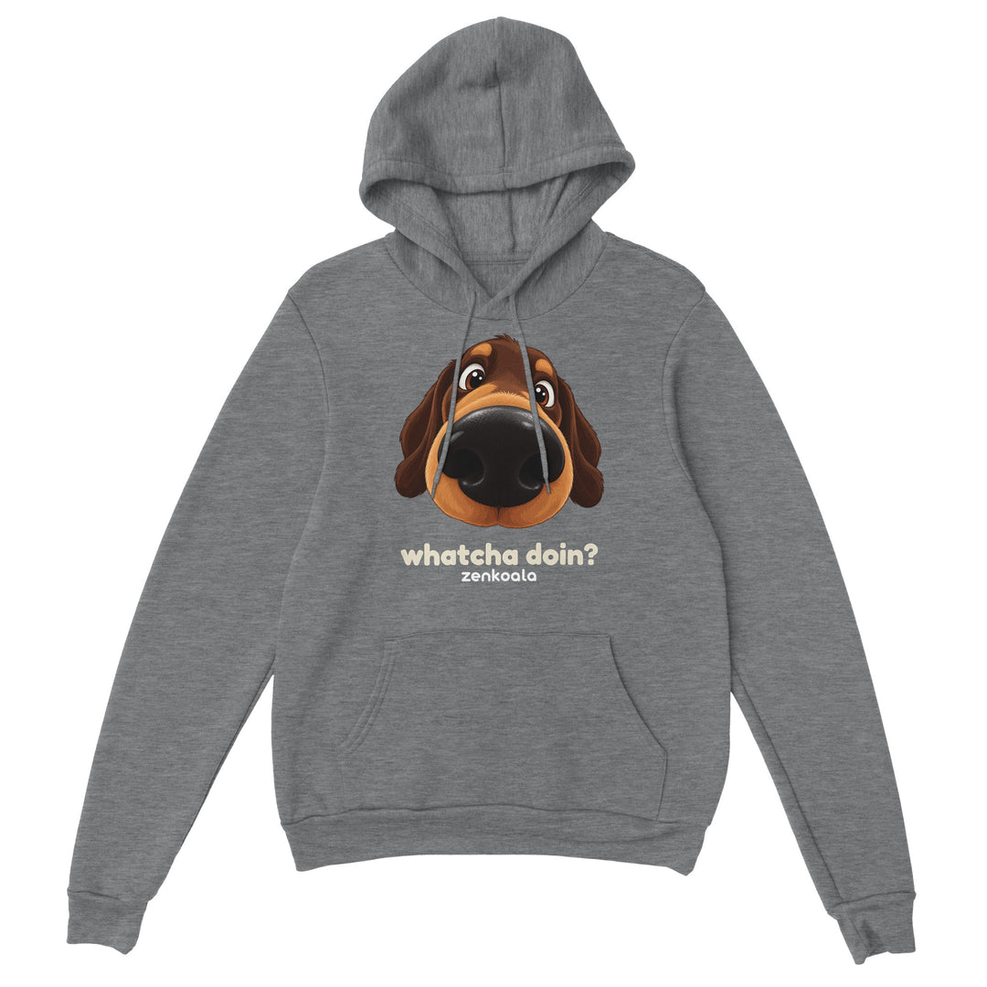 Whatcha Doin? feel-good hoodie in sport grey, Zen Koala Australia