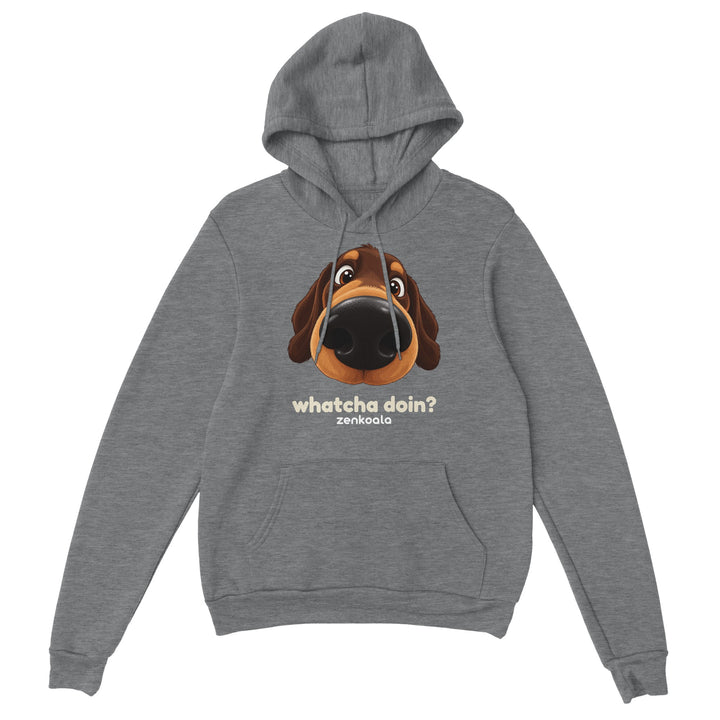Whatcha Doin? feel-good hoodie in sport grey, Zen Koala Australia