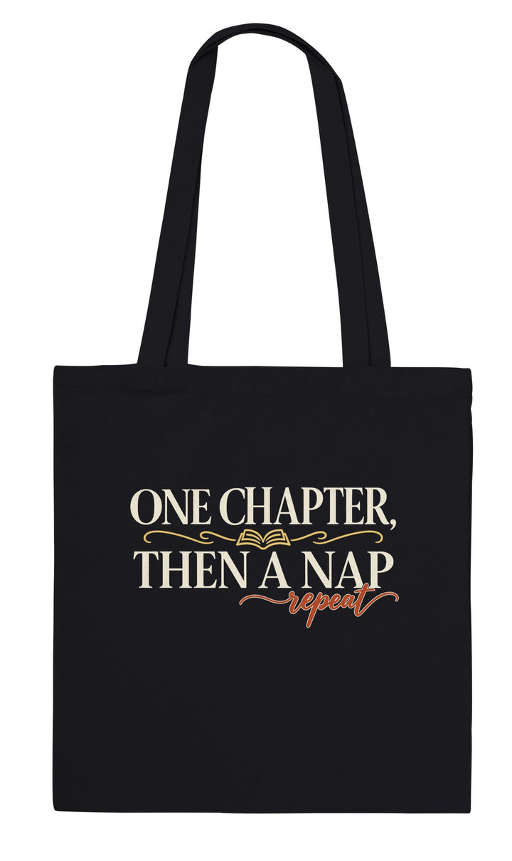 One Chapter Then a Nap feel-good tote bag in black, Zen Koala Australia