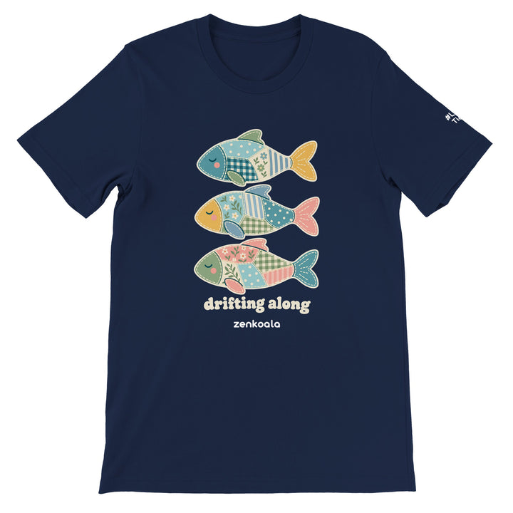 Drifting Along Fish feel-good tee in navy, Zen Koala Australia