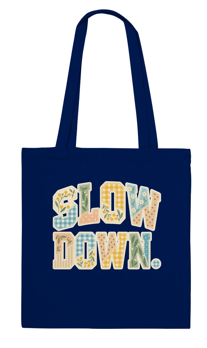 Back of the Slow Down Faux Patchwork tote bag: zenkoala.com.au, Zen Koala Australia