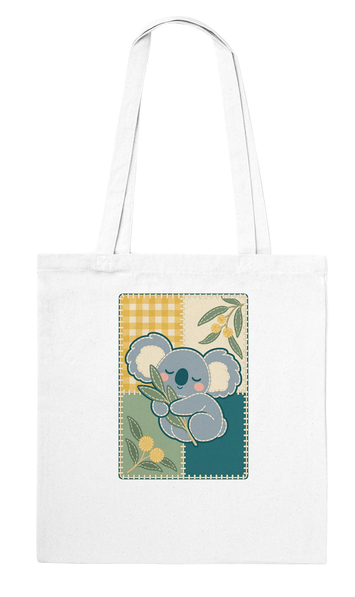 Koala Quilt feel-good tote bag in white, Zen Koala Australia