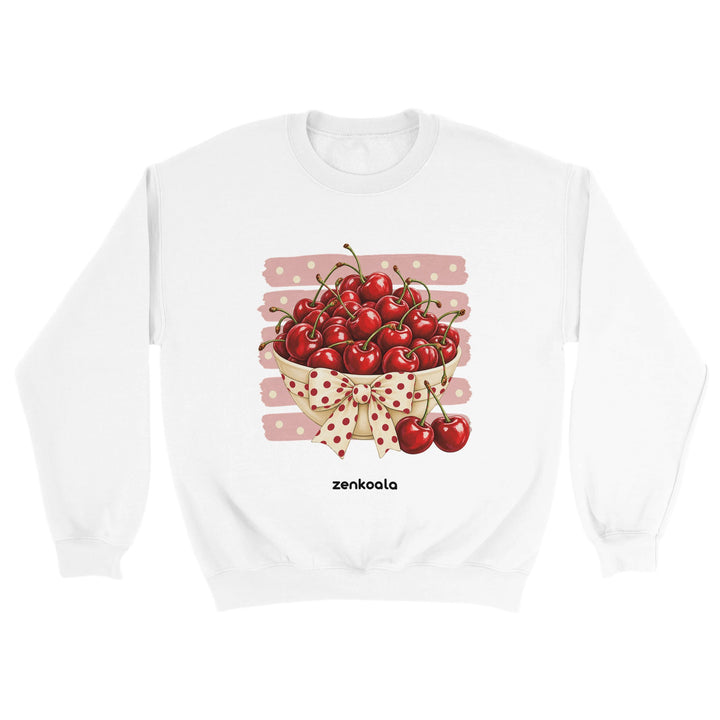Cherries feel-good sweatshirt in white, Zen Koala Australia