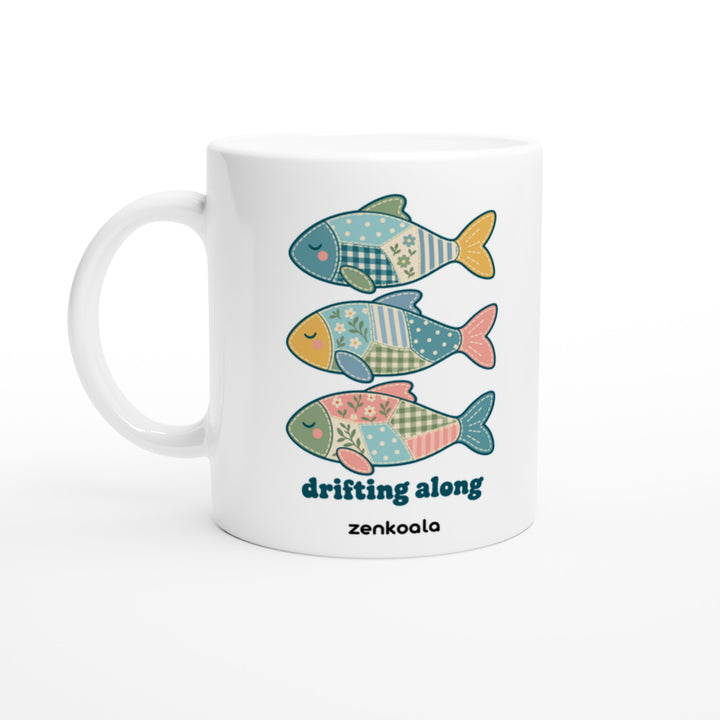 Drifting Along Fish mug in all white, Zen Koala Australia