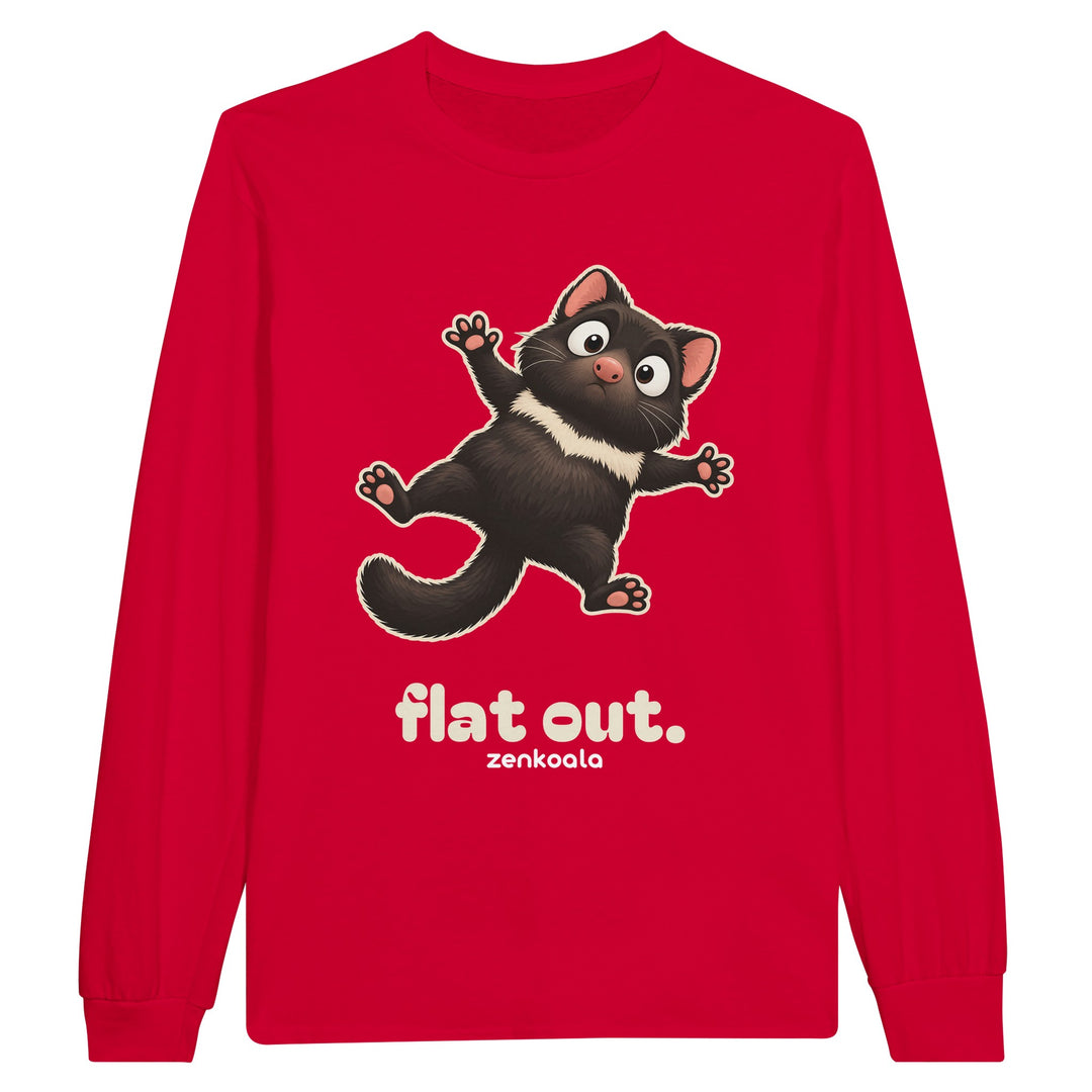 Flat Out feel-good long sleeve tee in red, Zen Koala Australia