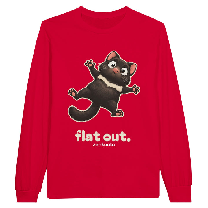 Flat Out feel-good long sleeve tee in red, Zen Koala Australia