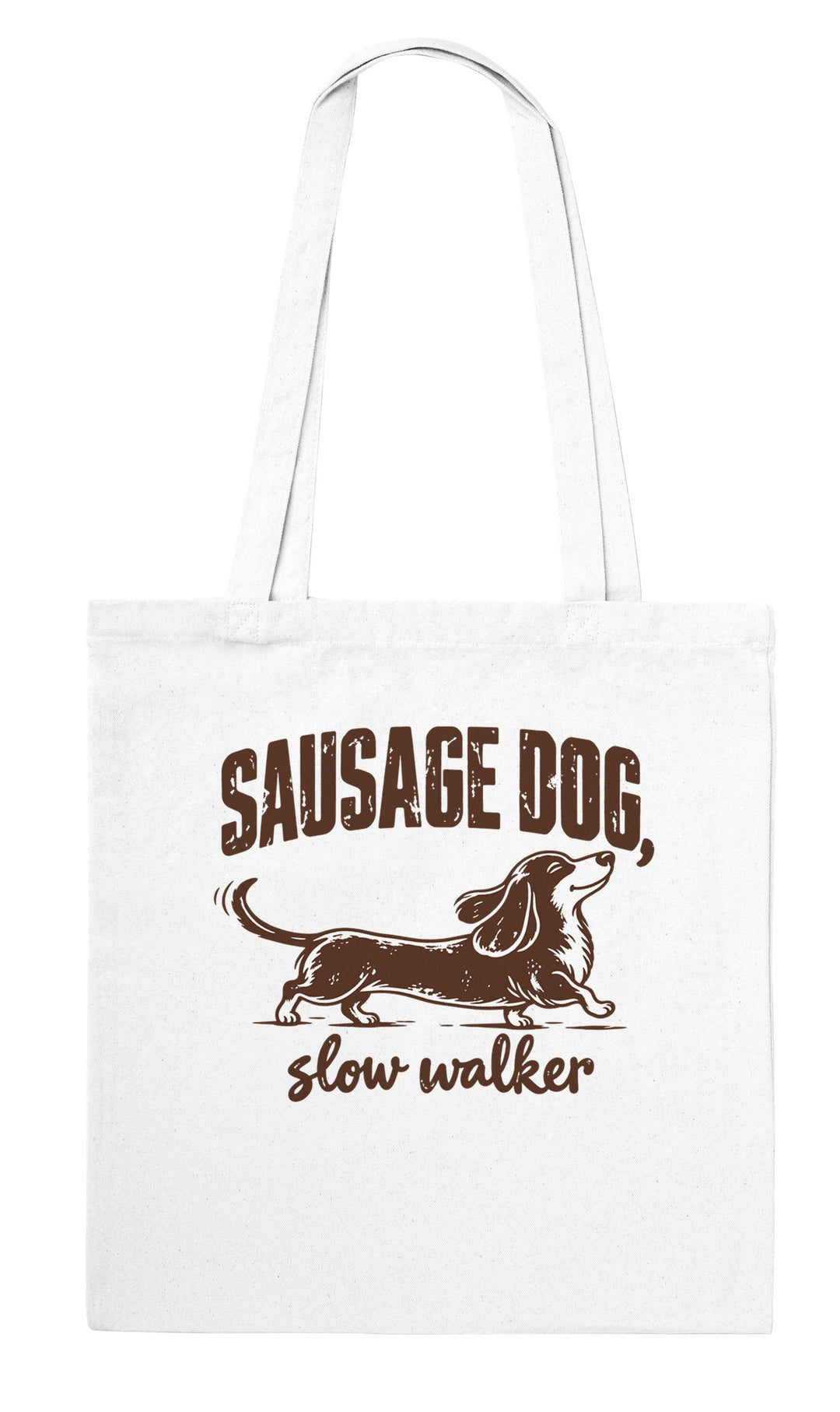 Sausage Dog Slow Walker feel-good tote bag in white, Zen Koala Australia