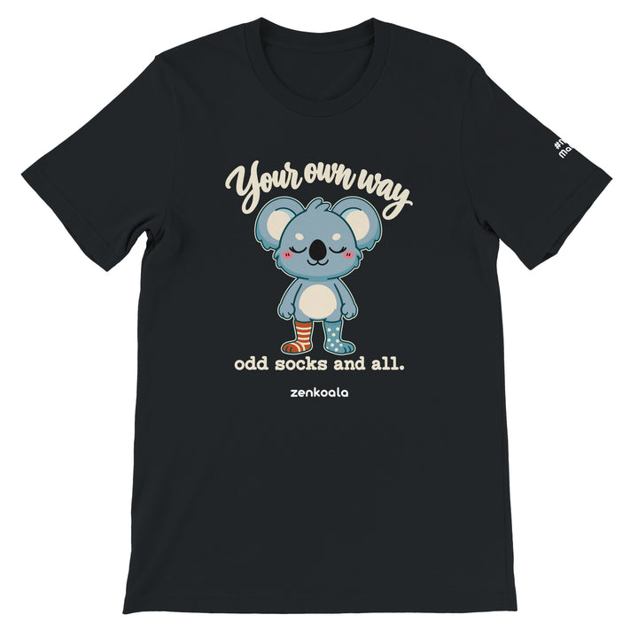 Your Own Way feel-good tee in black, Zen Koala Australia