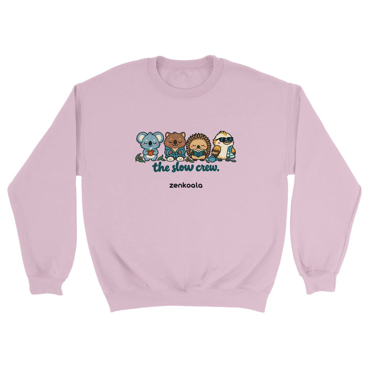The Slow Crew feel-good sweatshirt in light pink, Zen Koala Australia