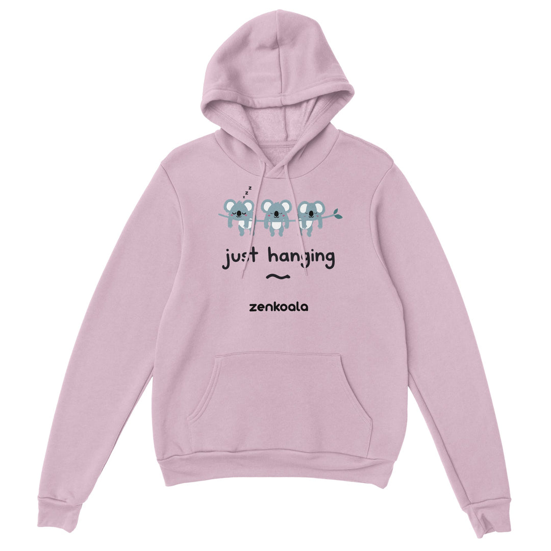 Just Hanging feel-good hoodie in Light Pink — Zen Koala Australia